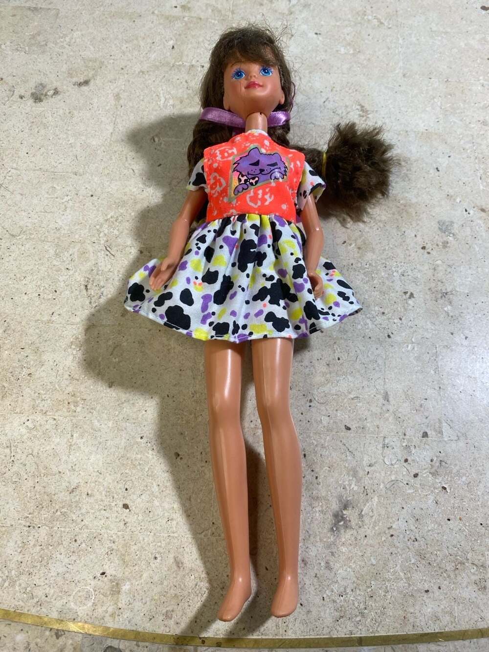 Vintage 1987 Mattel Barbie Doll with Animal Print Dress